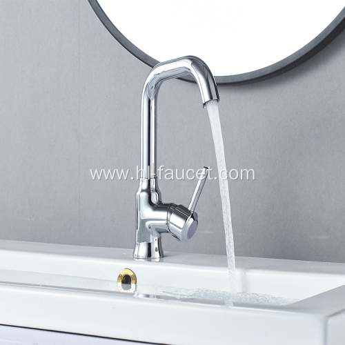 Brass chrome finish long neck kitchen mixer faucet